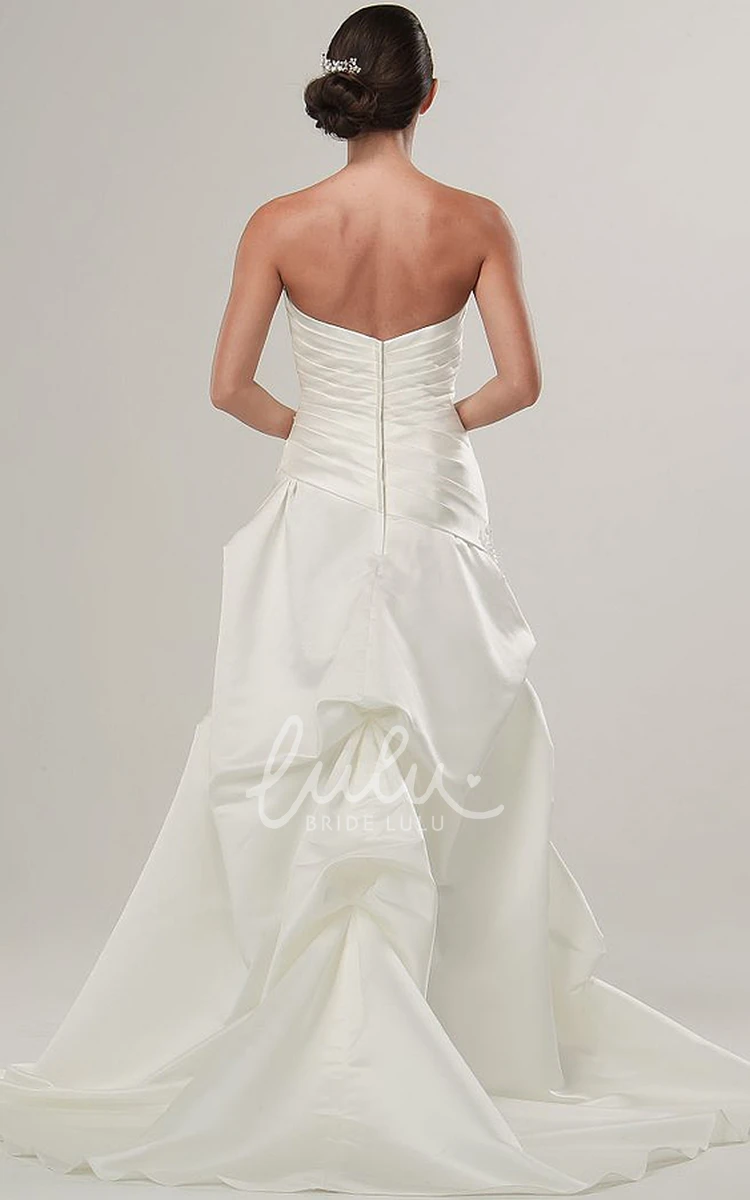 A-Line Satin Wedding Dress with Sweetheart Neckline and Pick Up