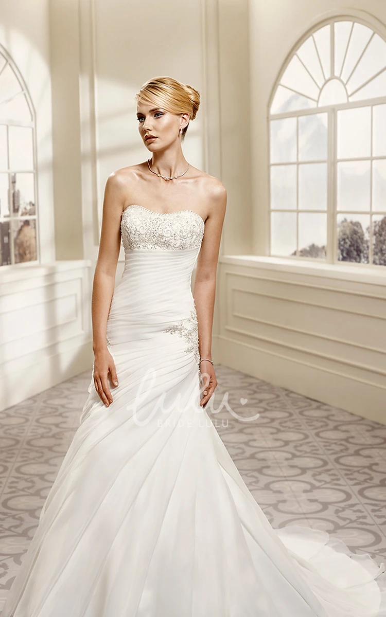 A-Line Sleeveless Wedding Dress with Side Draping and Appliques Elegant Wedding Dress