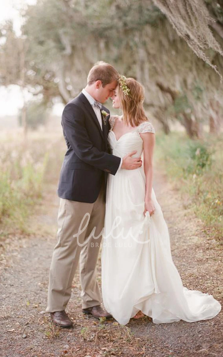 Sweetheart Chiffon A-Line Wedding Dress Flowy Beach Bridal Gown