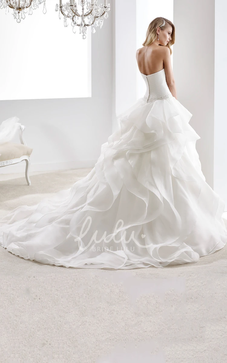 Sheath Mermaid Wedding Dress with Beaded Design Illusion-Neck & Brush Train