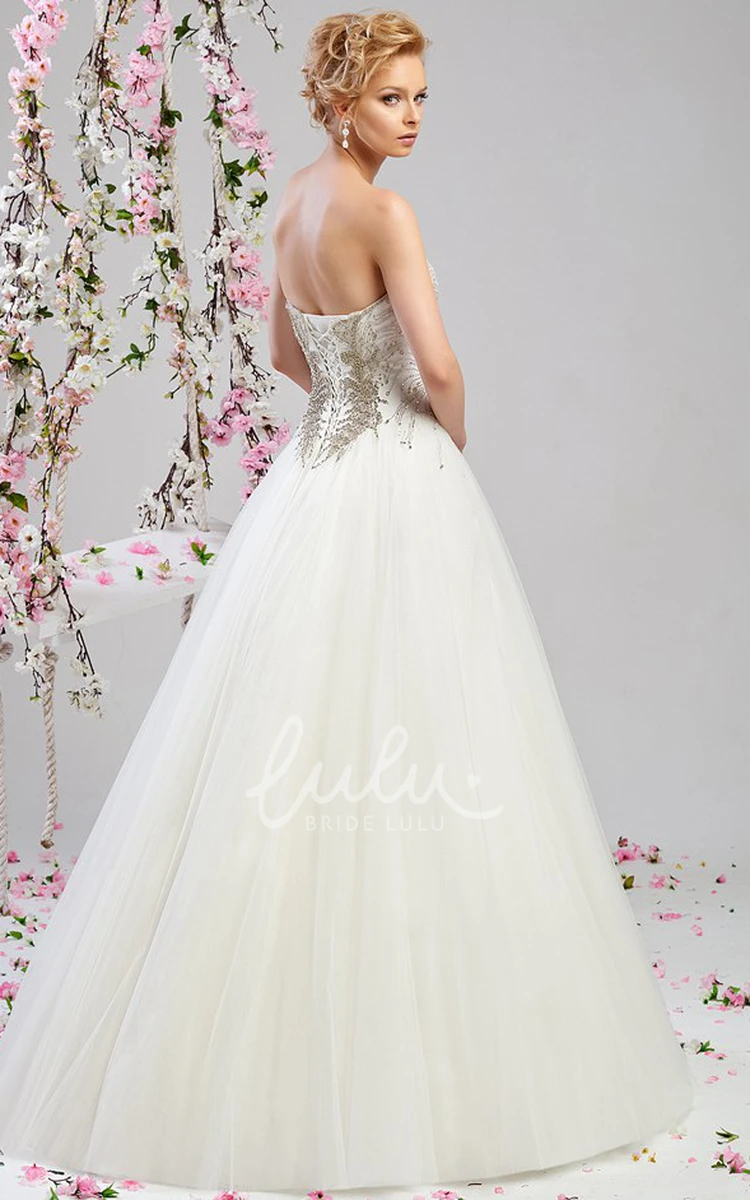 Beaded Tulle A-Line Wedding Dress Sweetheart Long