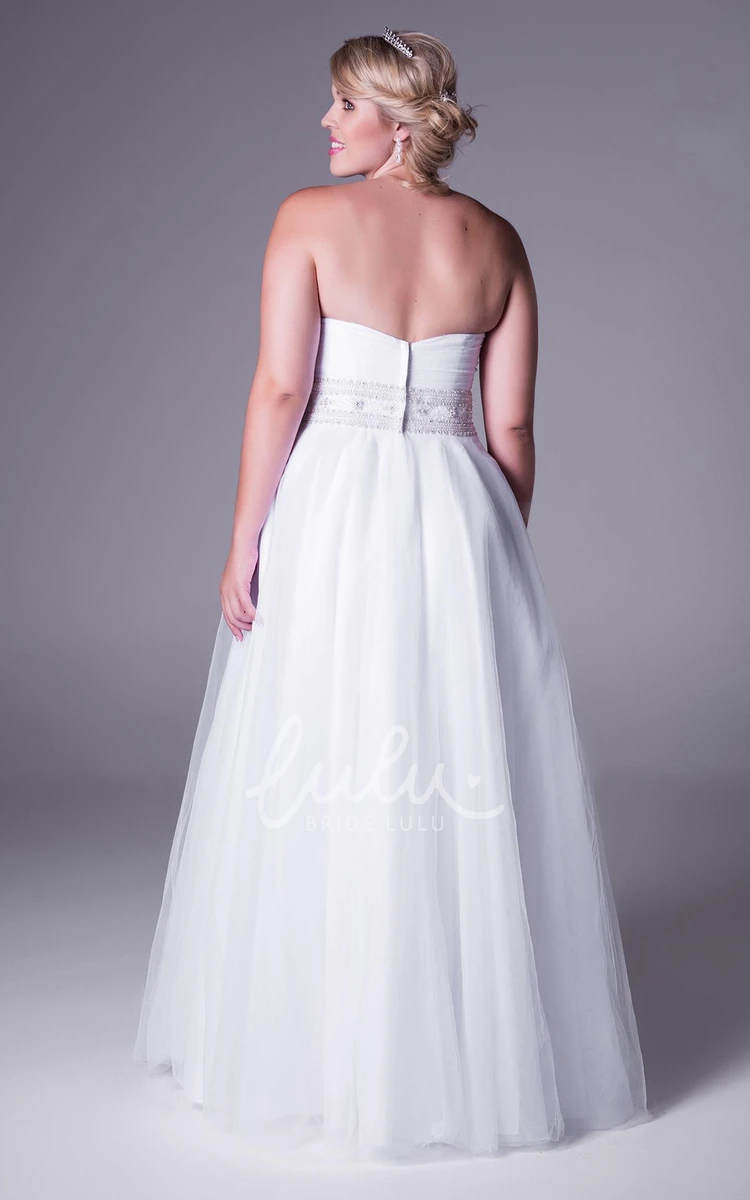 Plus Size Sweetheart Tulle Wedding Dress with Jeweled Embellishments