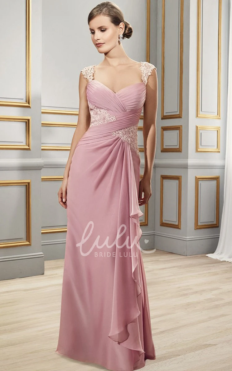 Satin Chiffon Queen-Anne Formal Formal Dress with Draping