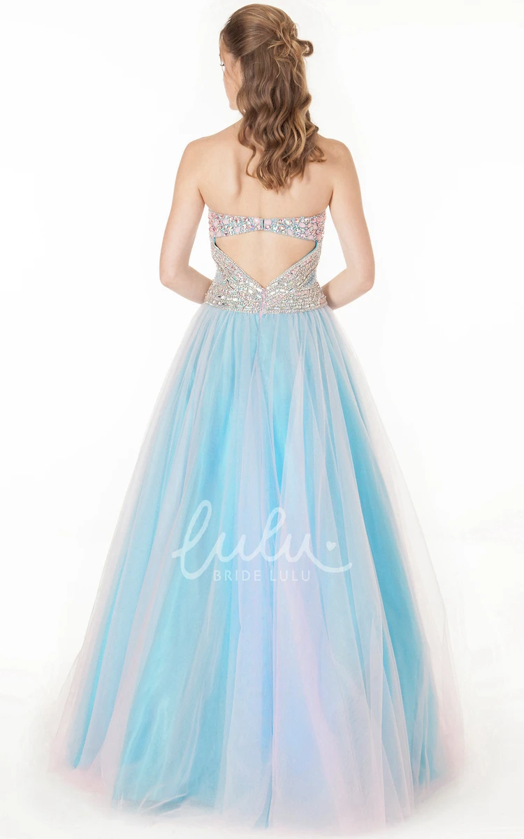 Crystal Sweetheart A-Line Tulle Prom Dress Sleeveless Long