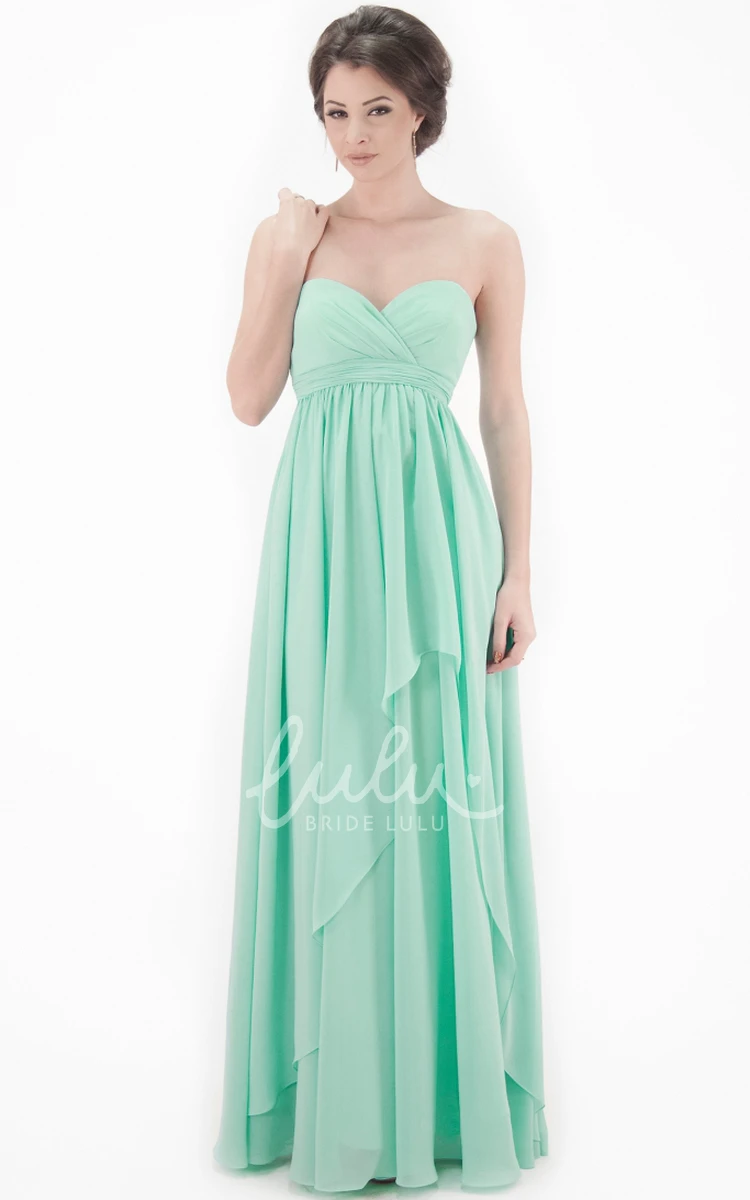 Sweetheart Draped Chiffon Bridesmaid Dress without Sleeves