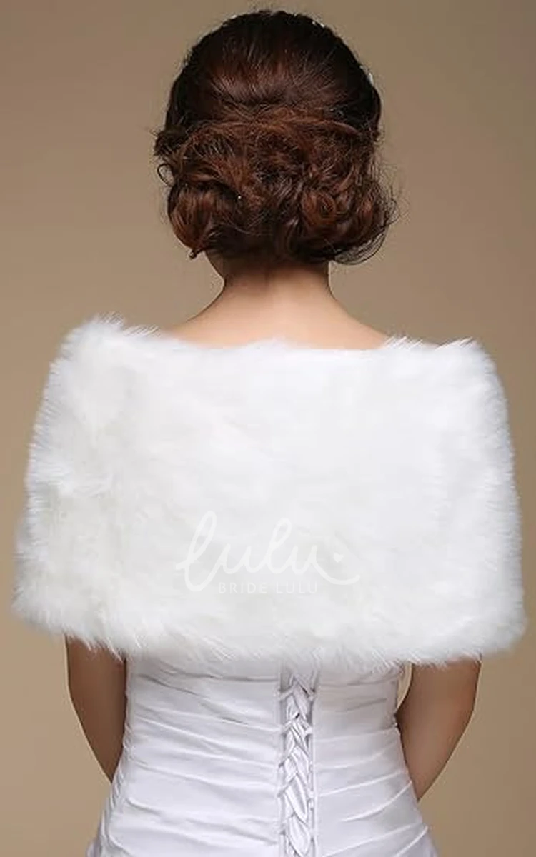 Adorable Short Faux Fur Bridal Shawl for Winter