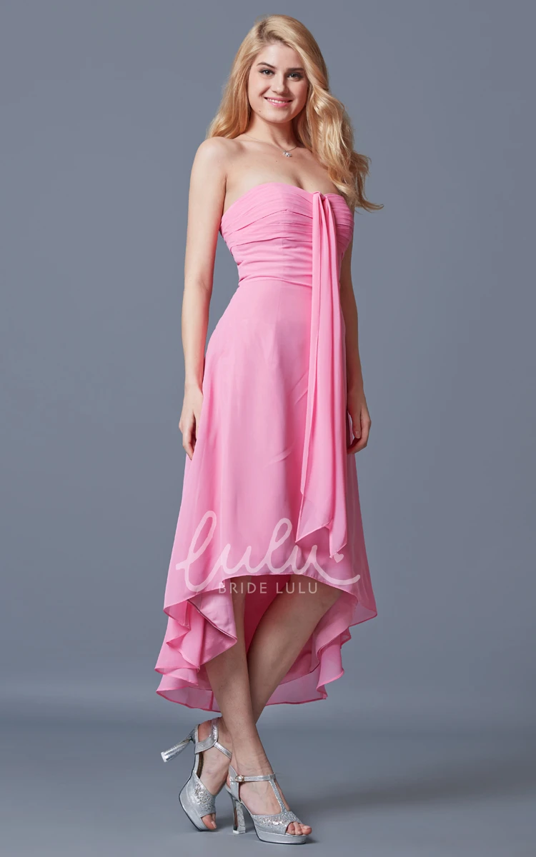 Chiffon High-low Dress with Sweetheart Neckline and Ruched Bodice