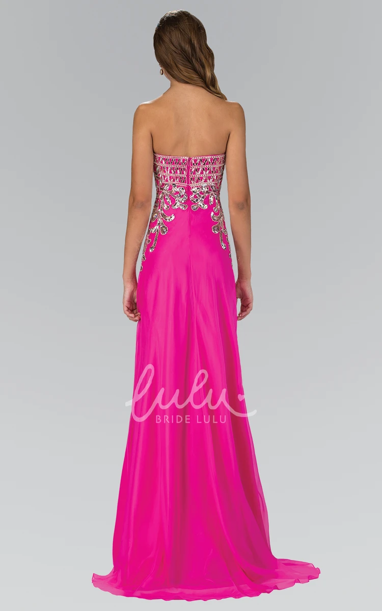 Maxi Chiffon Formal Dress with Sweetheart Neckline Sequins and Beading