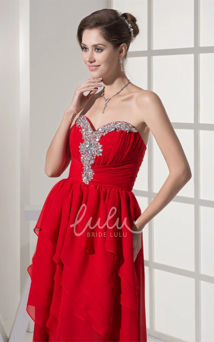 High-Low Beaded Chiffon Prom Dress with Sweetheart Neckline Unique Prom Dress 2024