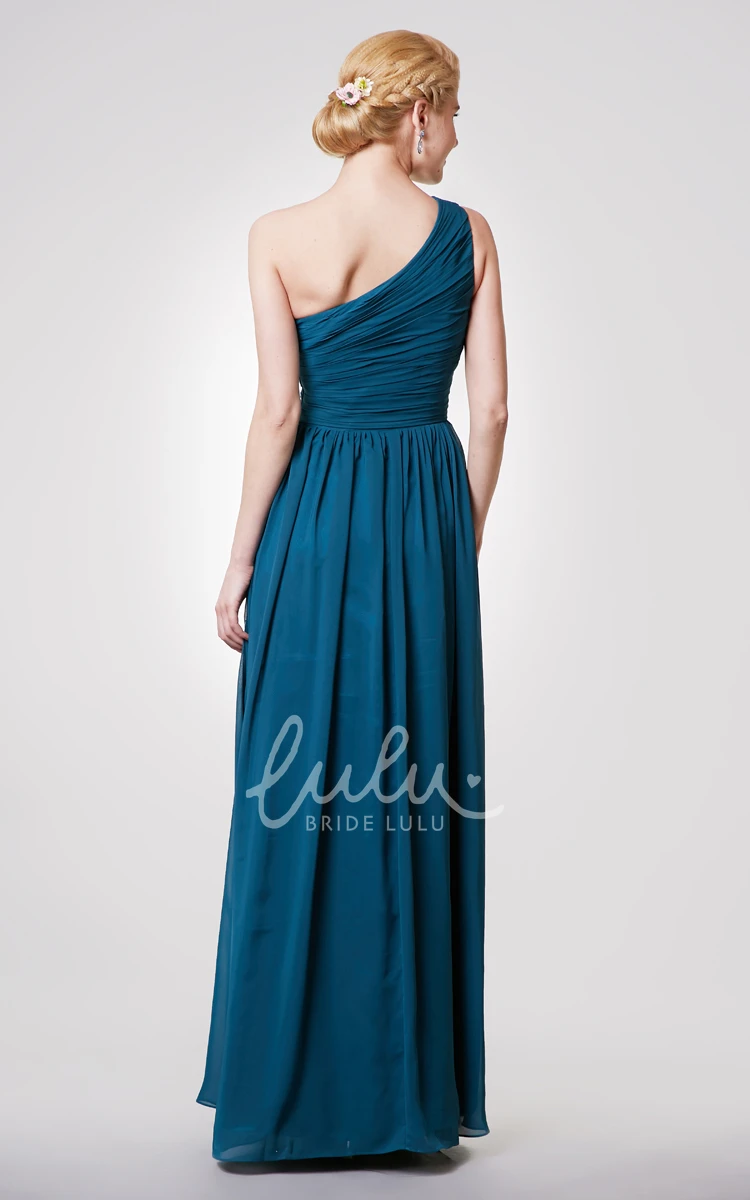 Empire A-line Chiffon Bridesmaid Dress with Modern One-shoulder Design and Pleated Skirt