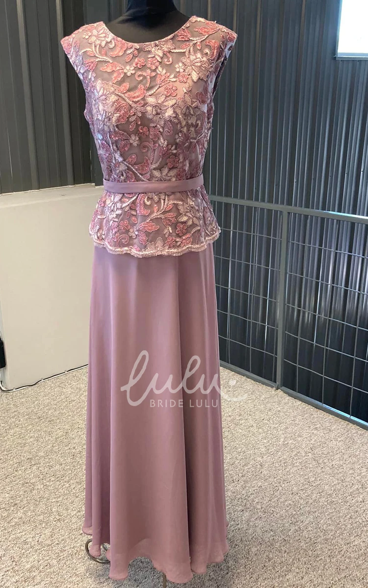 Elegant Chiffon A-Line Mother of the Bride Dress with Jewel Neckline and Appliques