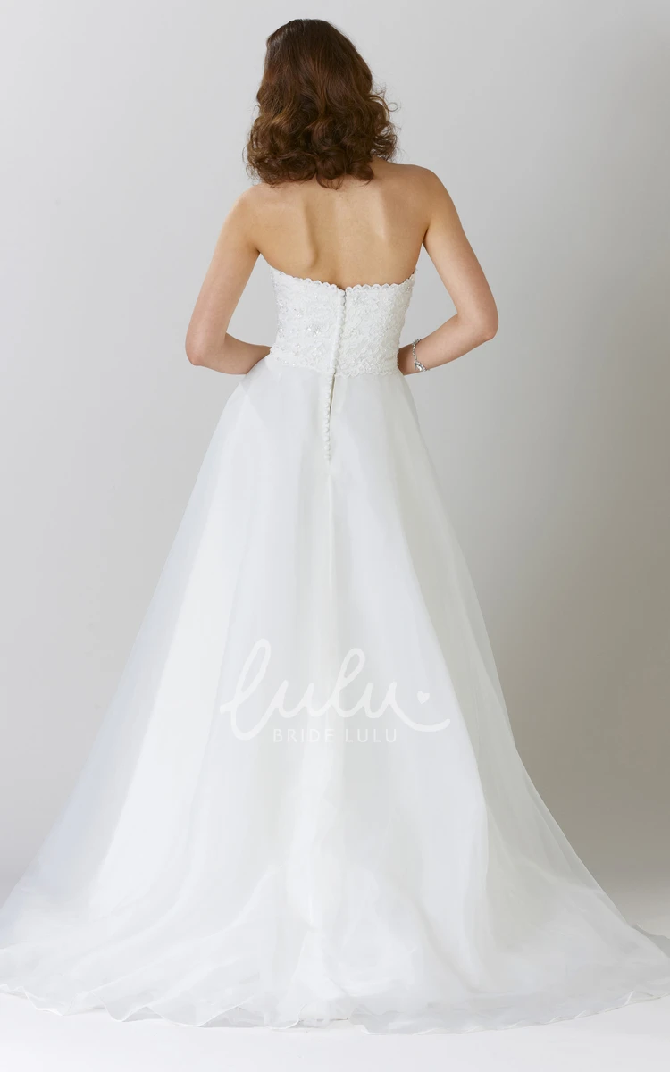 Tulle Sweetheart A-Line Wedding Dress with Beading Sweep Train