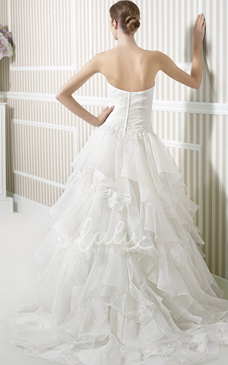 Appliqued Sweetheart Organza Wedding Dress with Ruffles