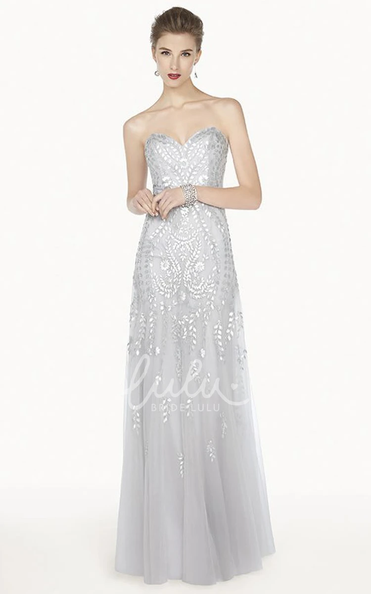 Sequined Leaf A-Line Tulle Long Prom Dress Unique Prom Dress 2025