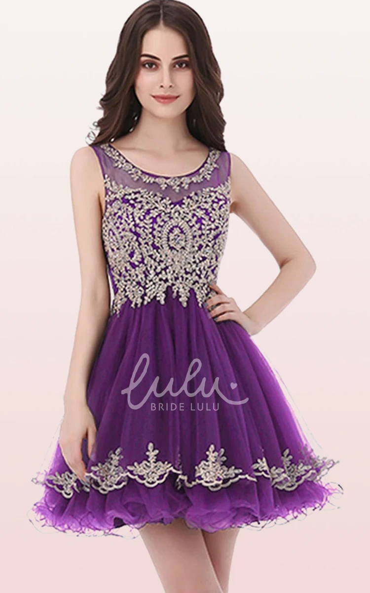 Sleeveless Tulle A-Line Homecoming Dress with Embroidery Romantic and Dreamy