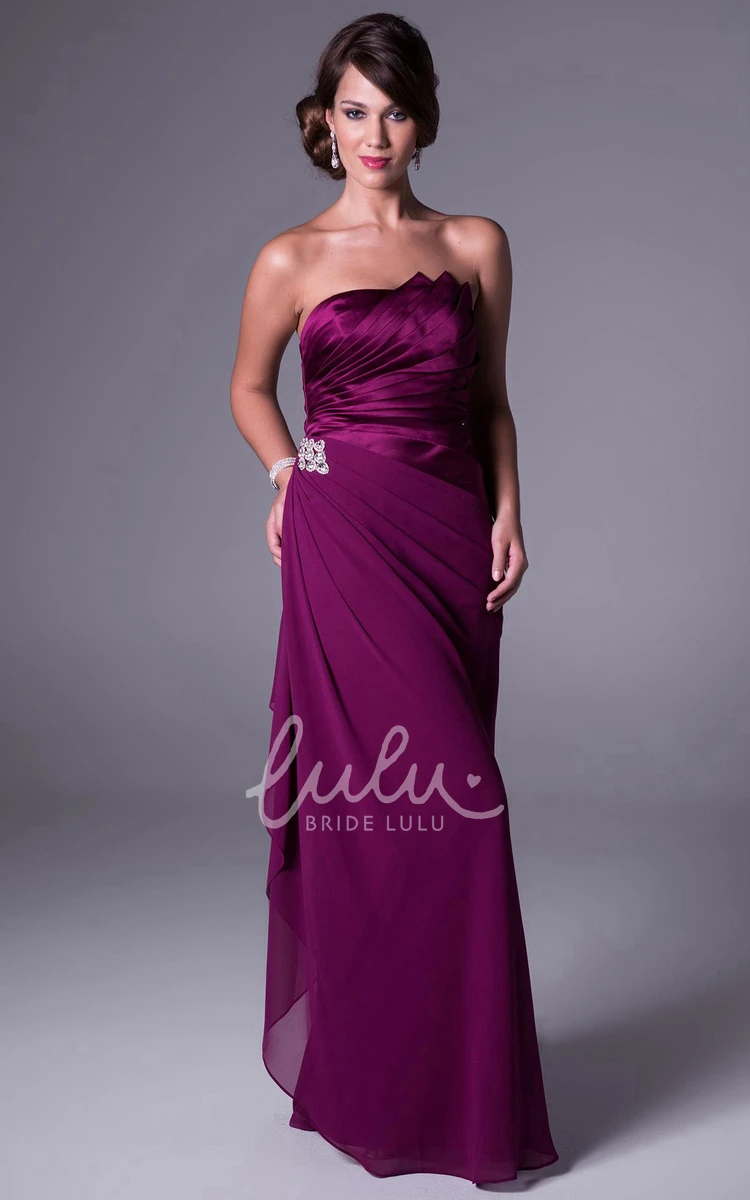 Strapless Chiffon Bridesmaid Dress with Side Draping and Low V-Back