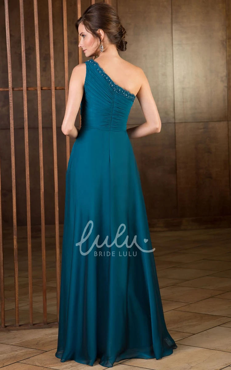 One-Shoulder A-Line Mother Of The Bride Dress with Shawl and Sequins Classy Bridesmaid Dress