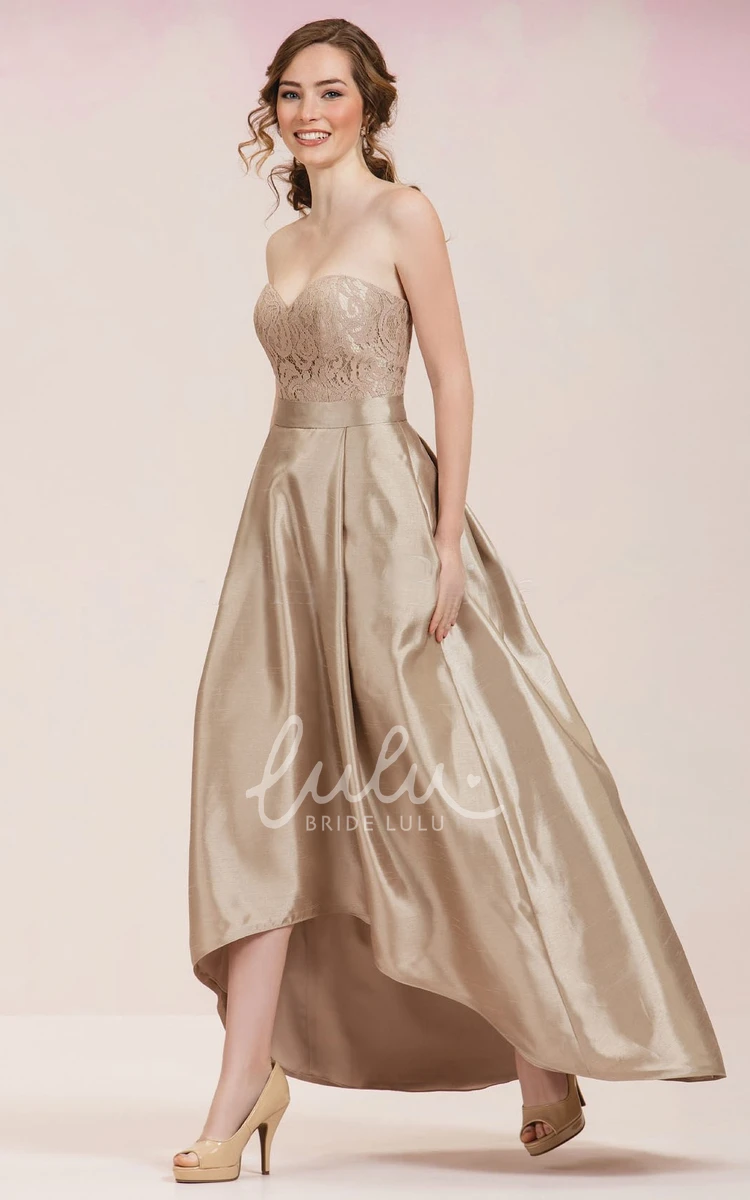 High-Low Sweetheart Lace Detail Bridesmaid Dress