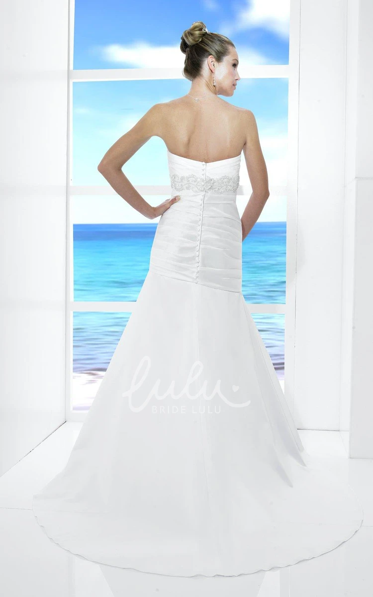 Taffeta Ruched Beaded Sweetheart Wedding Dress Maxi Length