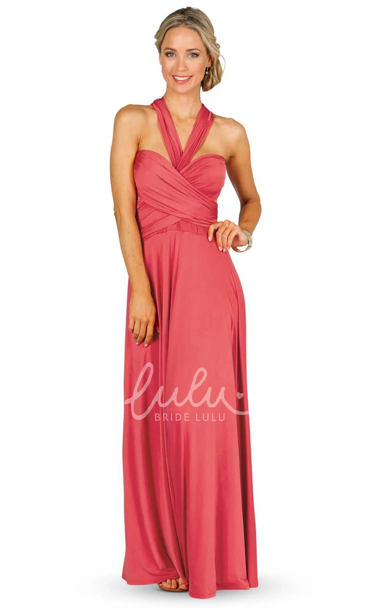 A-Line Chiffon Bridesmaid Dress with Bow Sleeveless Floor-Length Pleated