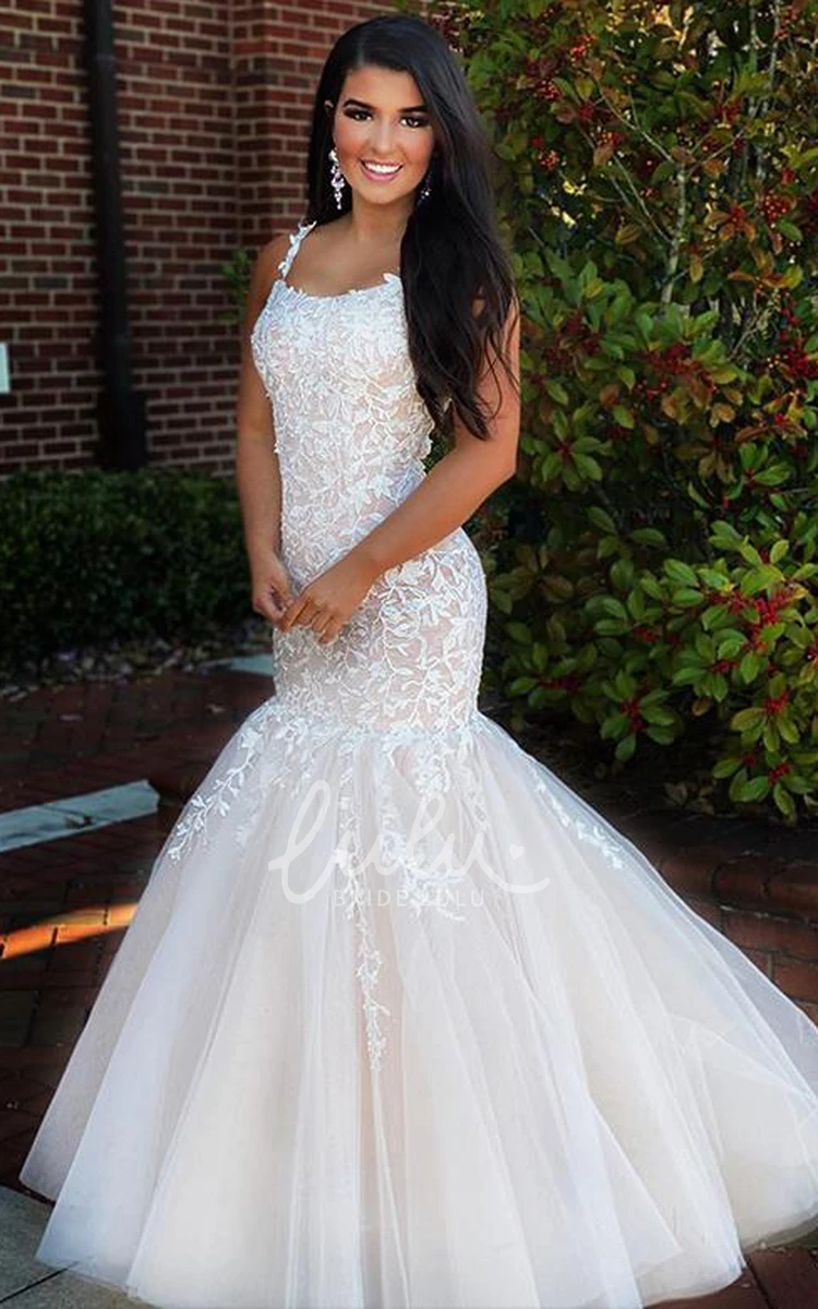 Lace Mermaid Spaghetti Prom Dress With Appliques Classy Prom Dress 2024