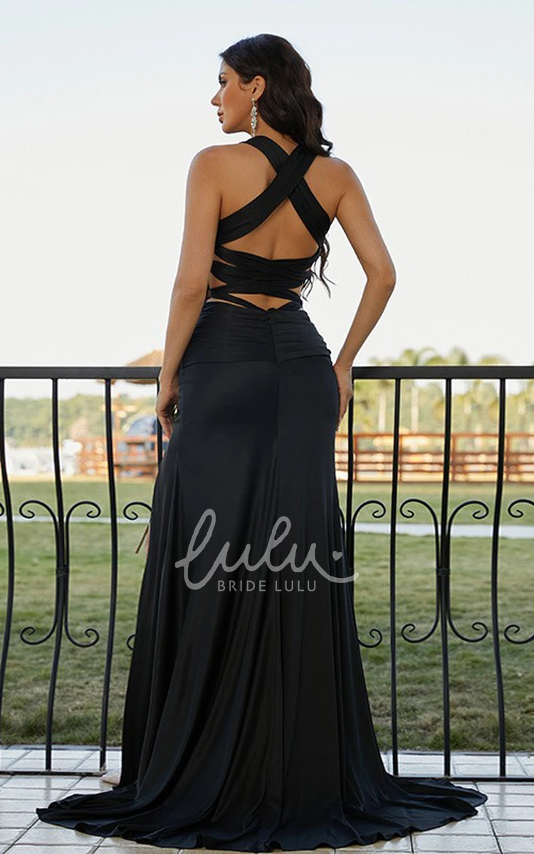 Jersey Off-Shoulder Casual Sheath Beach Prom Dress with Short Sleeves and Cross Back Simple and Sexy