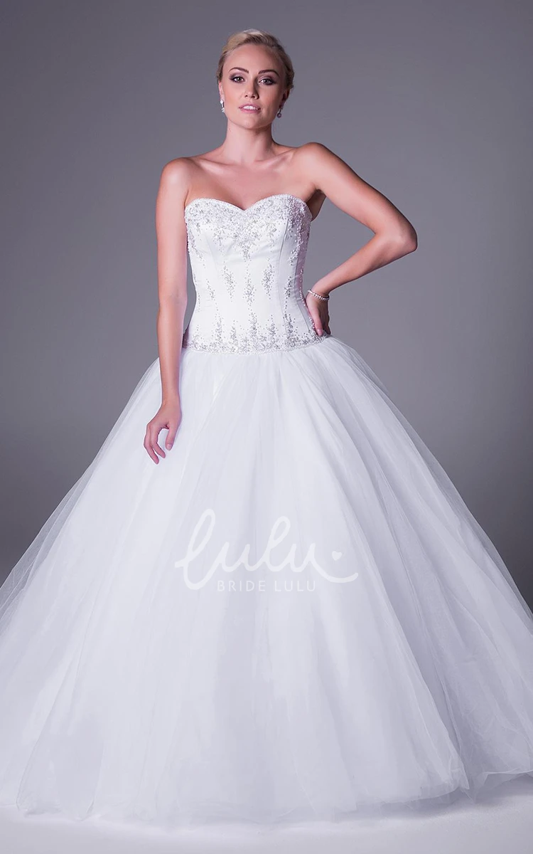 Sweetheart Maxi Tulle Wedding Dress with Beading Ball Gown