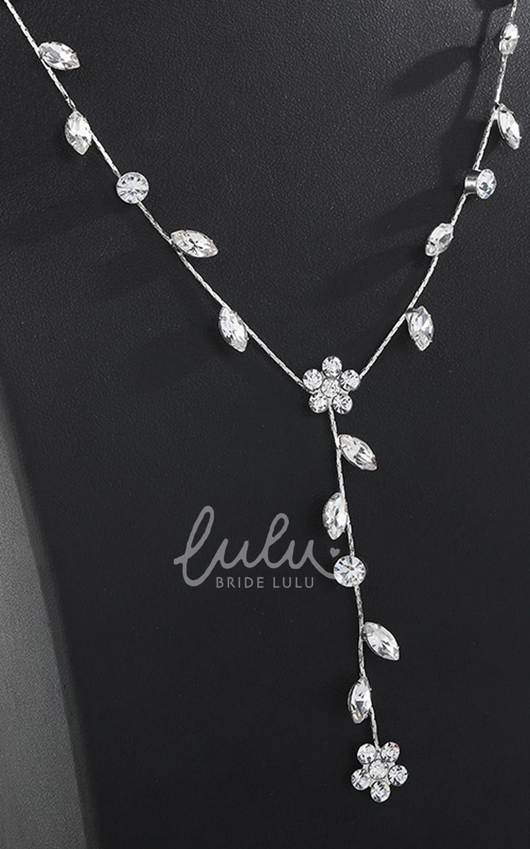 Chic Rhinestone Leaves and Flowers Design Necklace and Earrings Bridal Jewelry Set