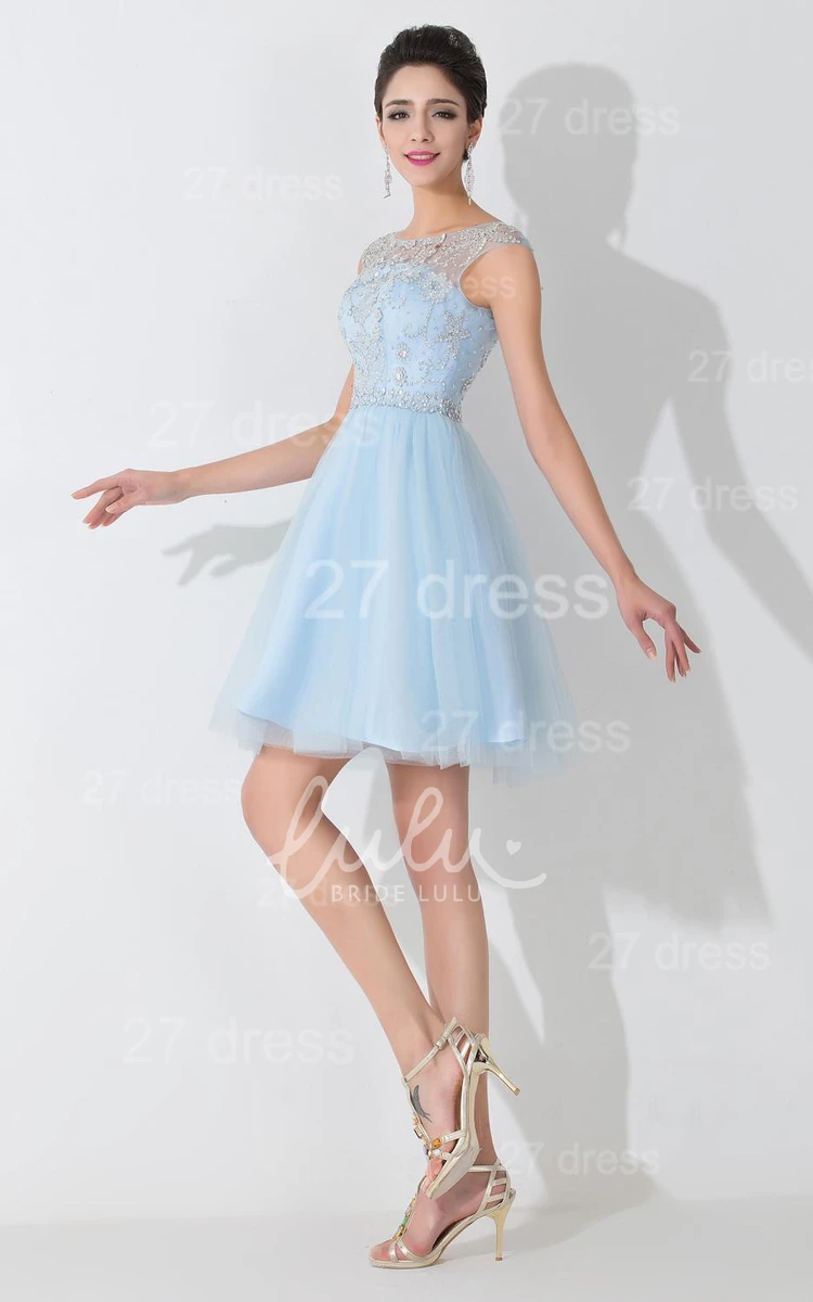 Illusion Sleeveless Cocktail Dress with Crystals Glamorous Short Prom Dress