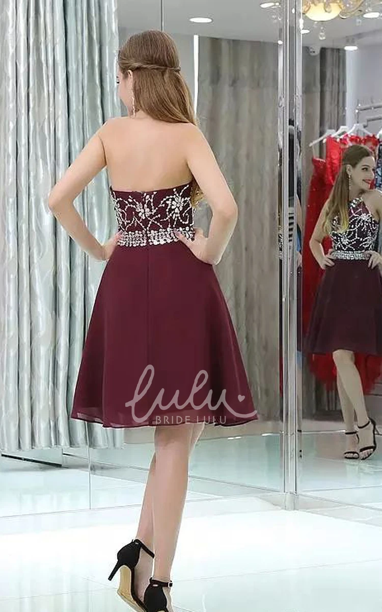 Halter Neckline Chiffon Homecoming Dress with A-line Silhouette and Beading