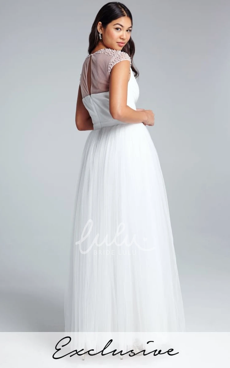 Cap Sleeve Ruched Scoop Neck Tulle Bridesmaid Dress 2024 Country Simple