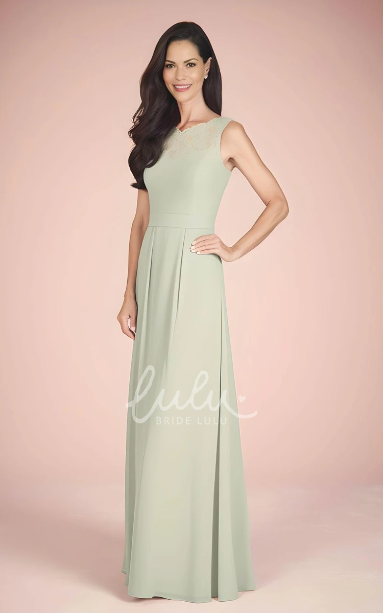 Elegant Chiffon Mother of the Bride Dress with Bateau Neck and Sleeveless Style Bohemian Floor-length
