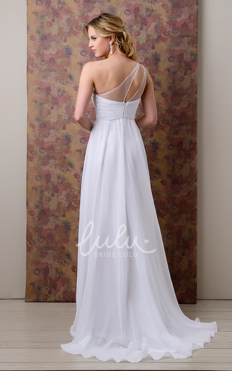 Chiffon Bridal Gown with Rhinestones One-Shoulder