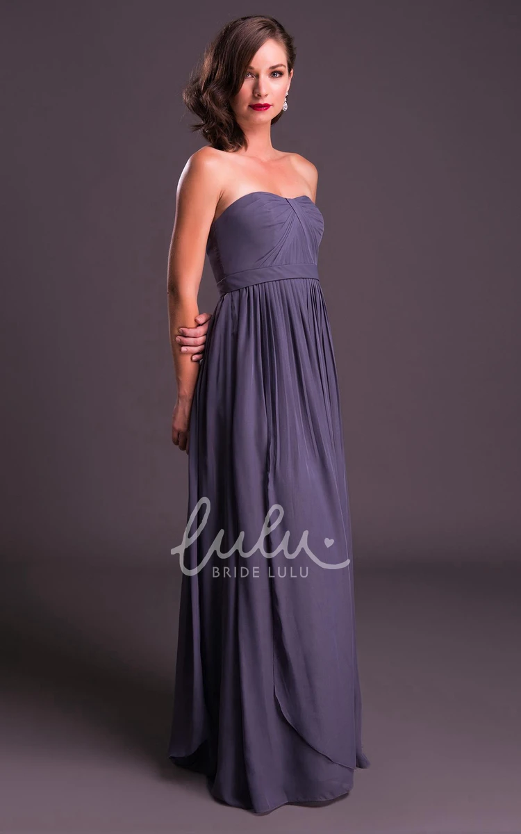 Pleated Chiffon Bridesmaid Dress Strapless Ruched