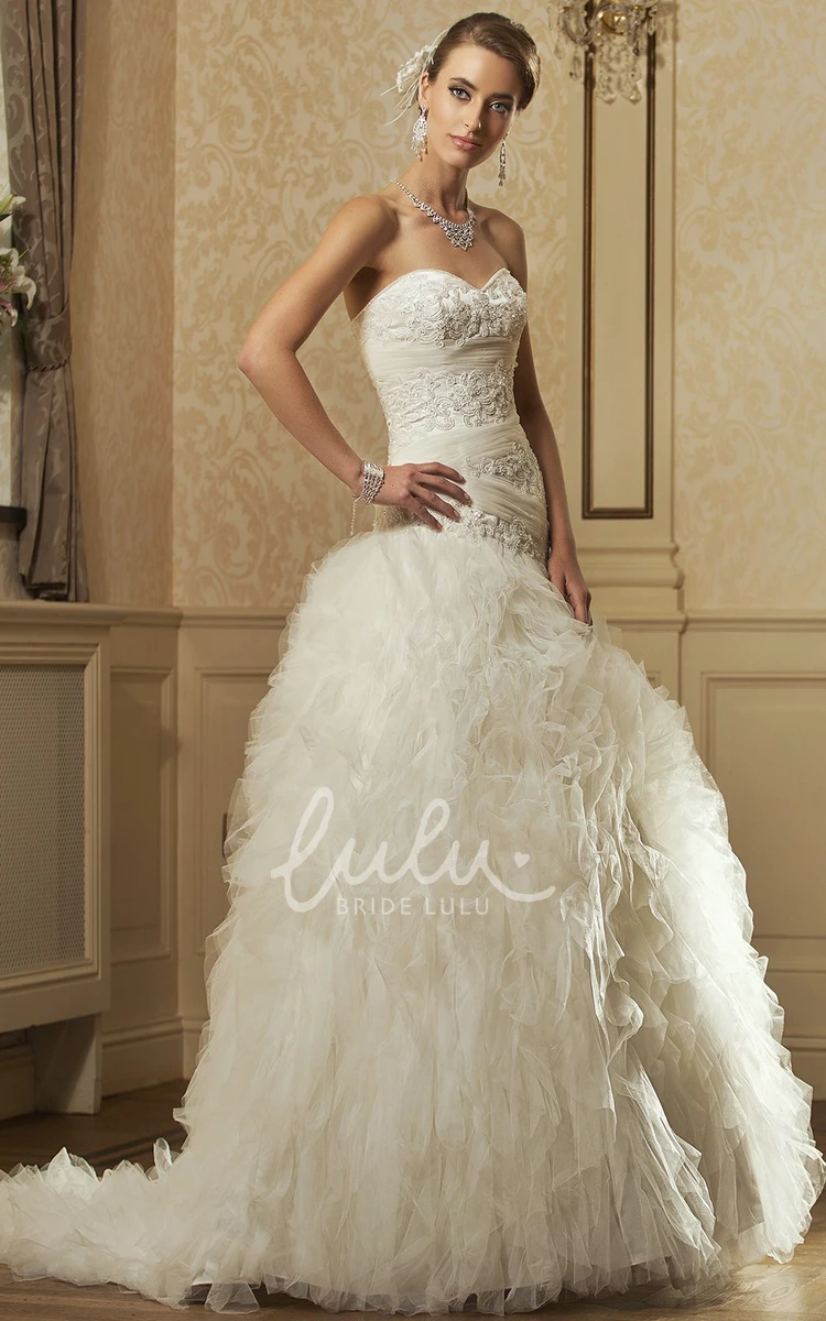 Tulle Ball Gown Wedding Dress with Cascading-Ruffle & Sweetheart