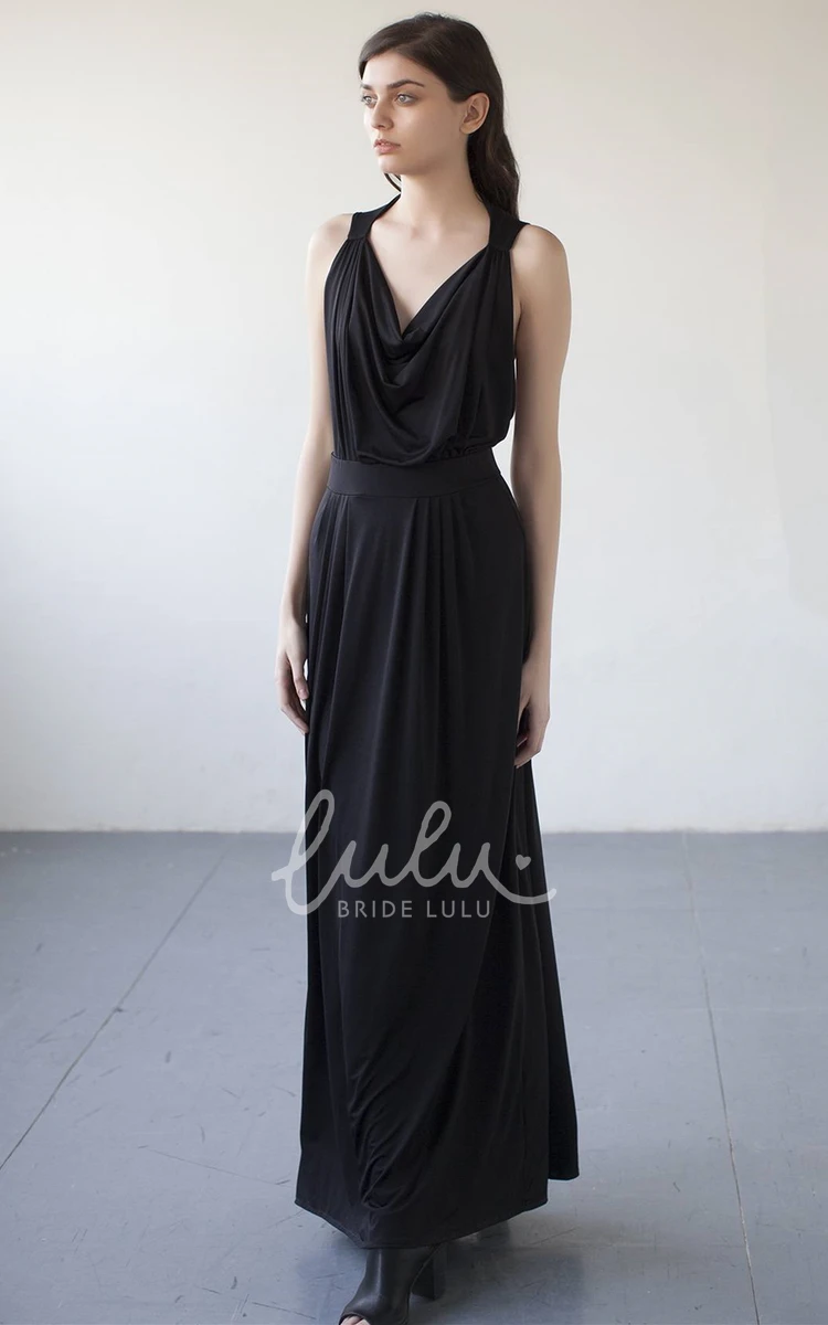 Elegant Sleeveless A-Line Jersey Dress with V-Neck Formal Dress for Women