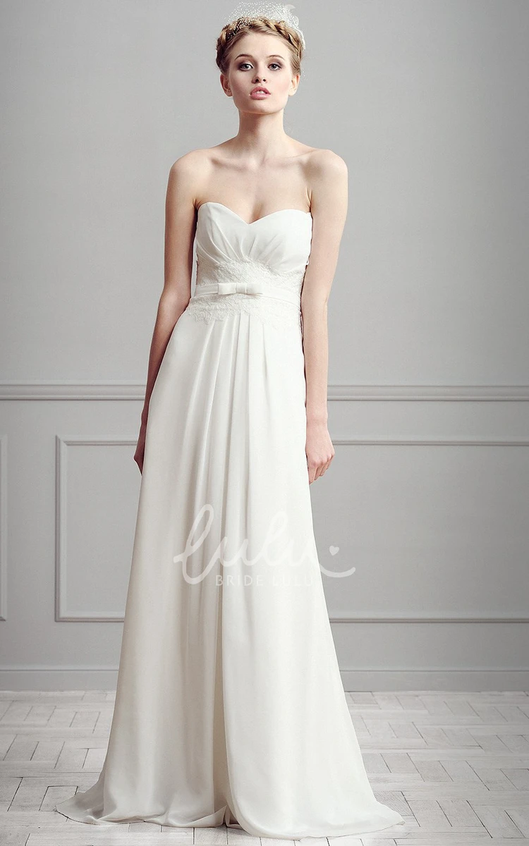 Lace Sweetheart Chiffon Wedding Dress with Ruched Bodice Long Sleeveless