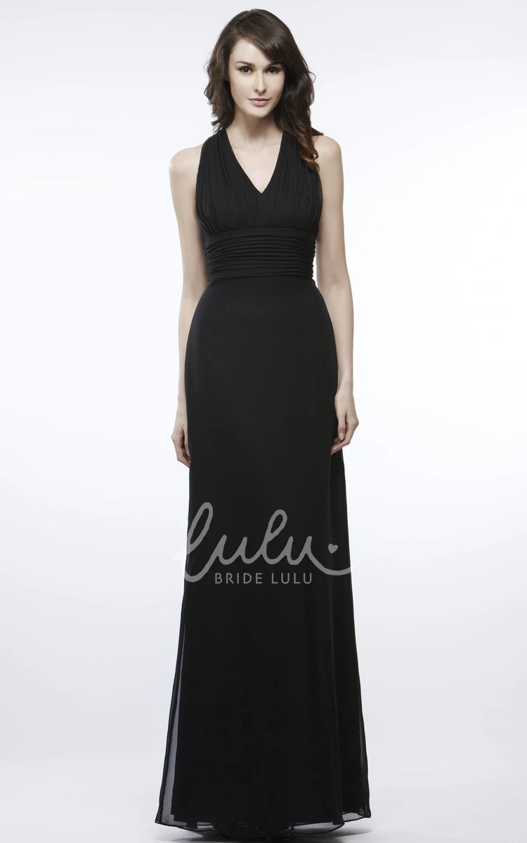 Sleeveless V-Neck Ruched Chiffon Bridesmaid Dress Elegant Bridesmaid Dress 2024