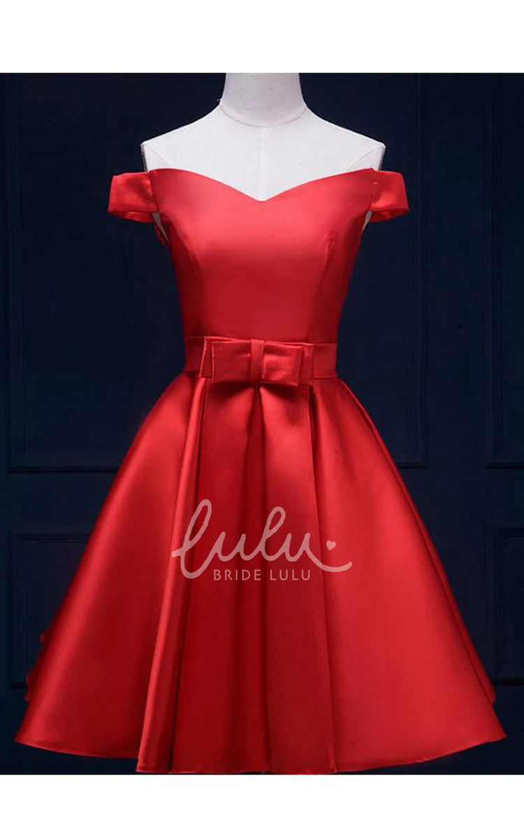 Short Satin Off-the-Shoulder Sweetheart Country Formal Dress