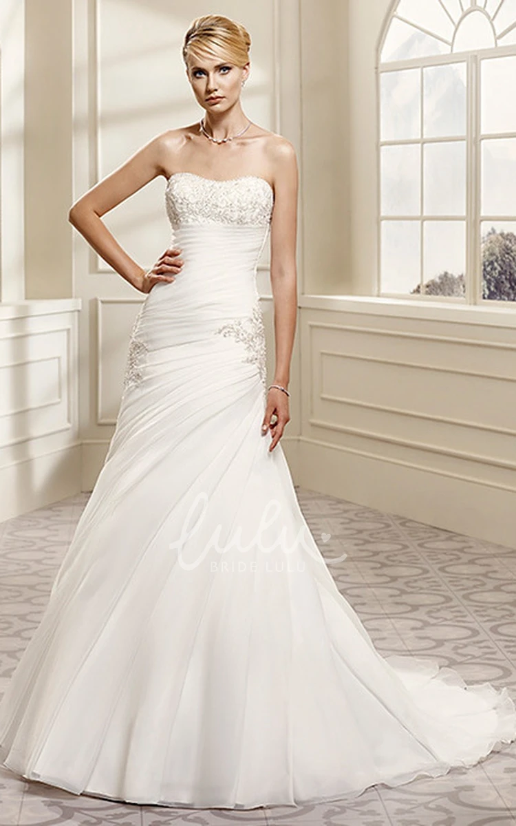 A-Line Sleeveless Wedding Dress with Side Draping and Appliques Elegant Wedding Dress