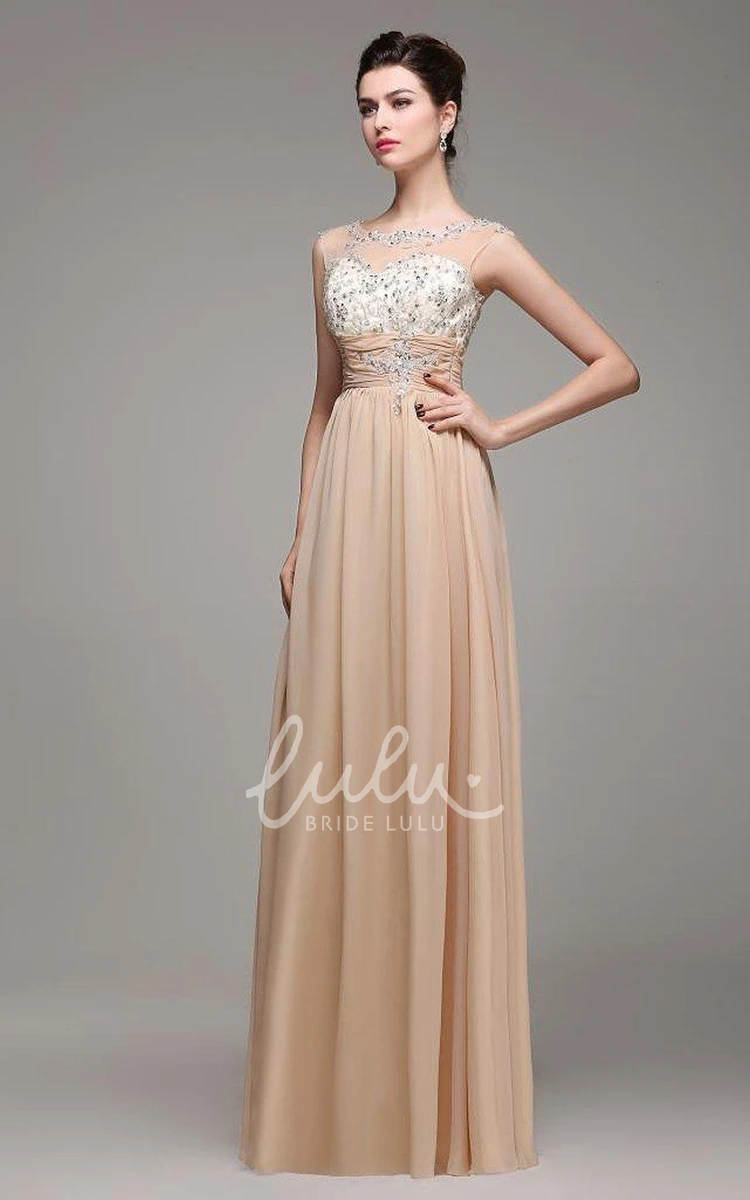 A-line Chiffon Sequin Bridesmaid Dress with Cap Sleeves