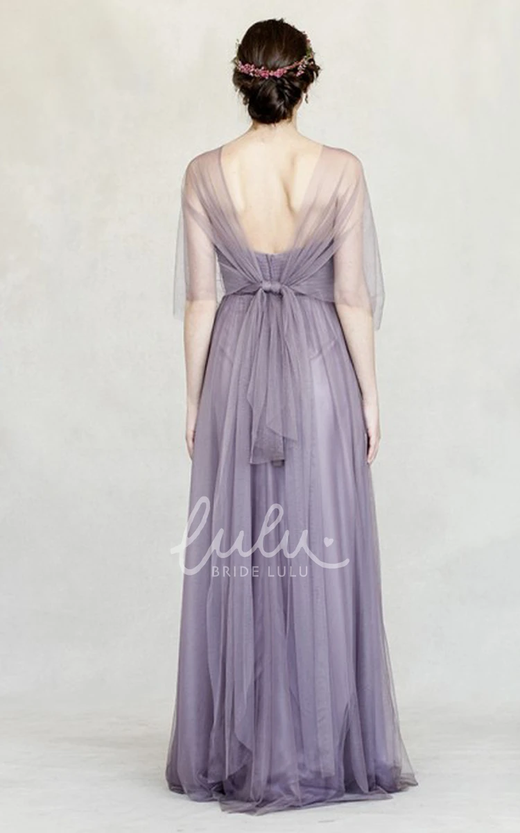 Floor-Length Empire Tulle Bridesmaid Dress Jeweled & Sweetheart