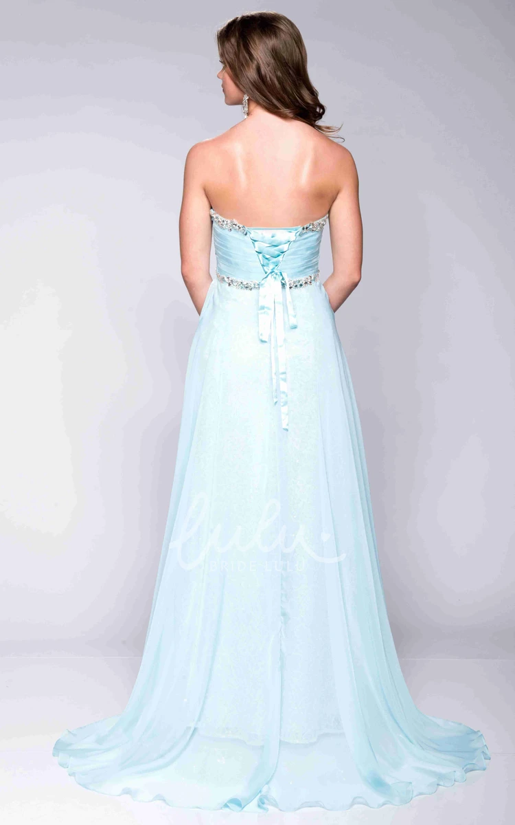 Sweetheart Empire Prom Dress Chiffon Material Column Style with Jeweled Top