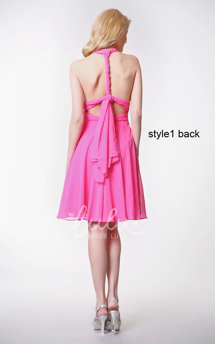 Sweetheart Ruched Chiffon Dress with Convertible Straps Short & Elegant