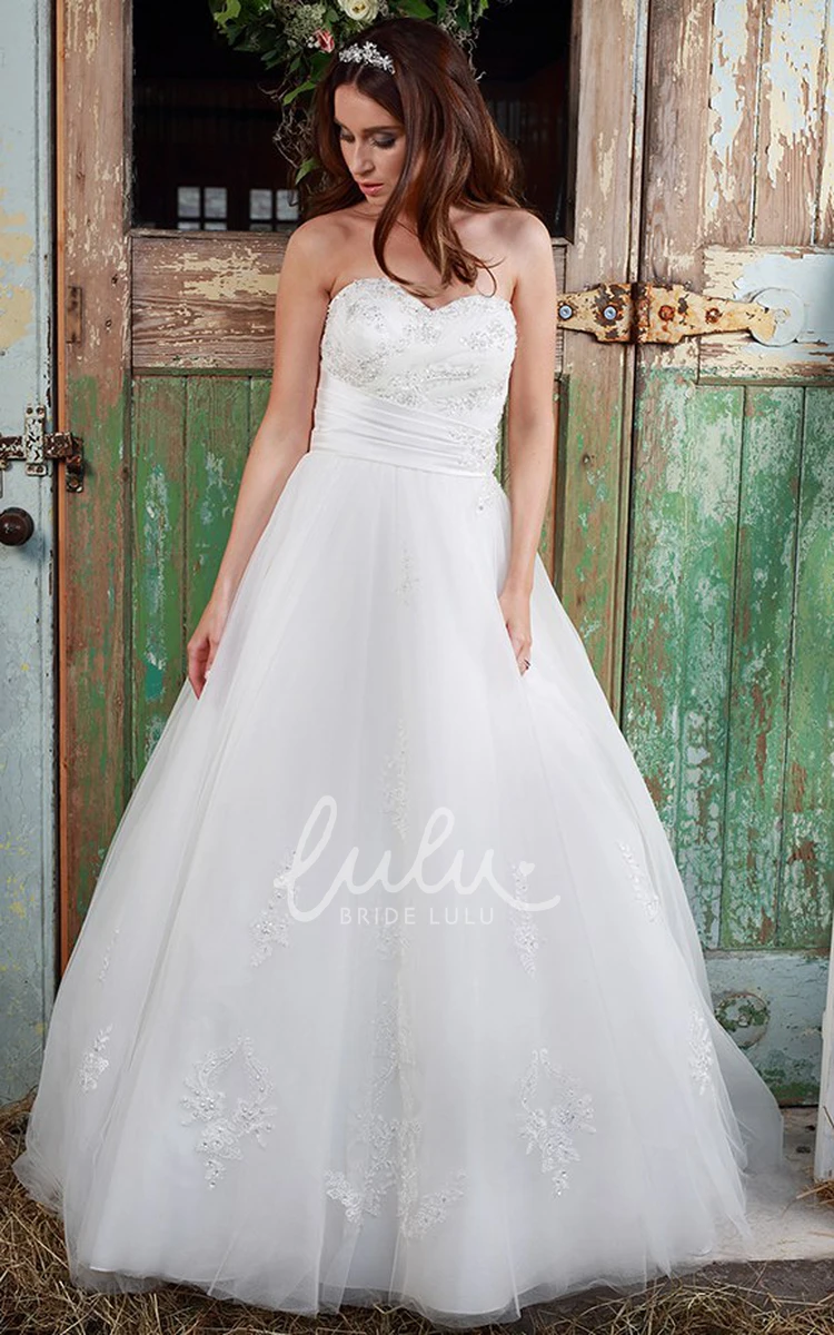 A-Line Sweetheart Tulle Wedding Dress with Beading Stunning Bridal Gown