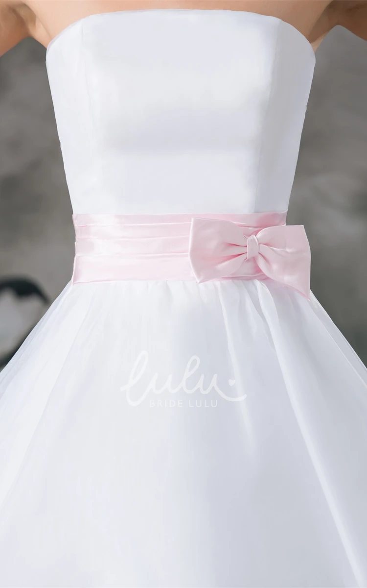 A-Line Formal Dress with Strapless Knee-Length and Bow Detail