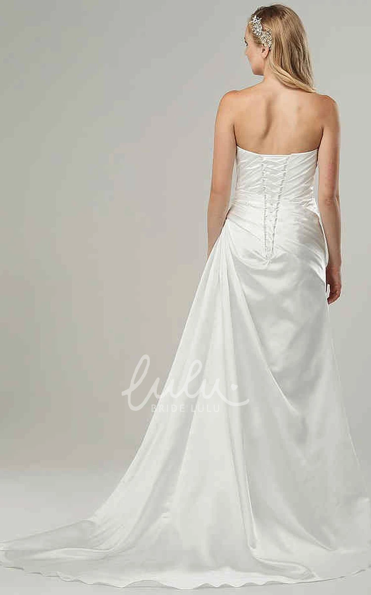 Sweetheart Jeweled Satin Wedding Dress with Criss Cross and Corset Back Sheath Bridal Gown