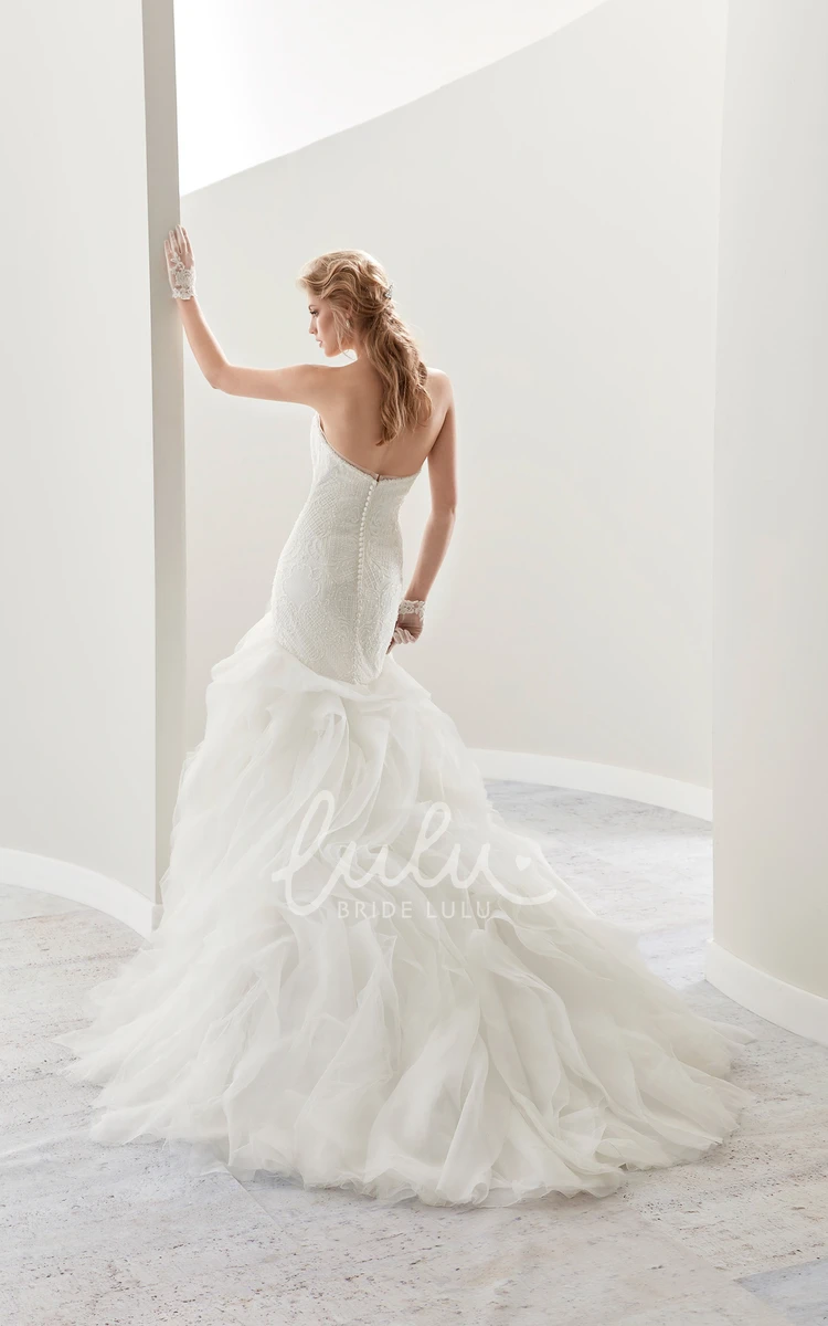 Mermaid Lace Bridal Gown with Ruffles and Sweetheart Neckline