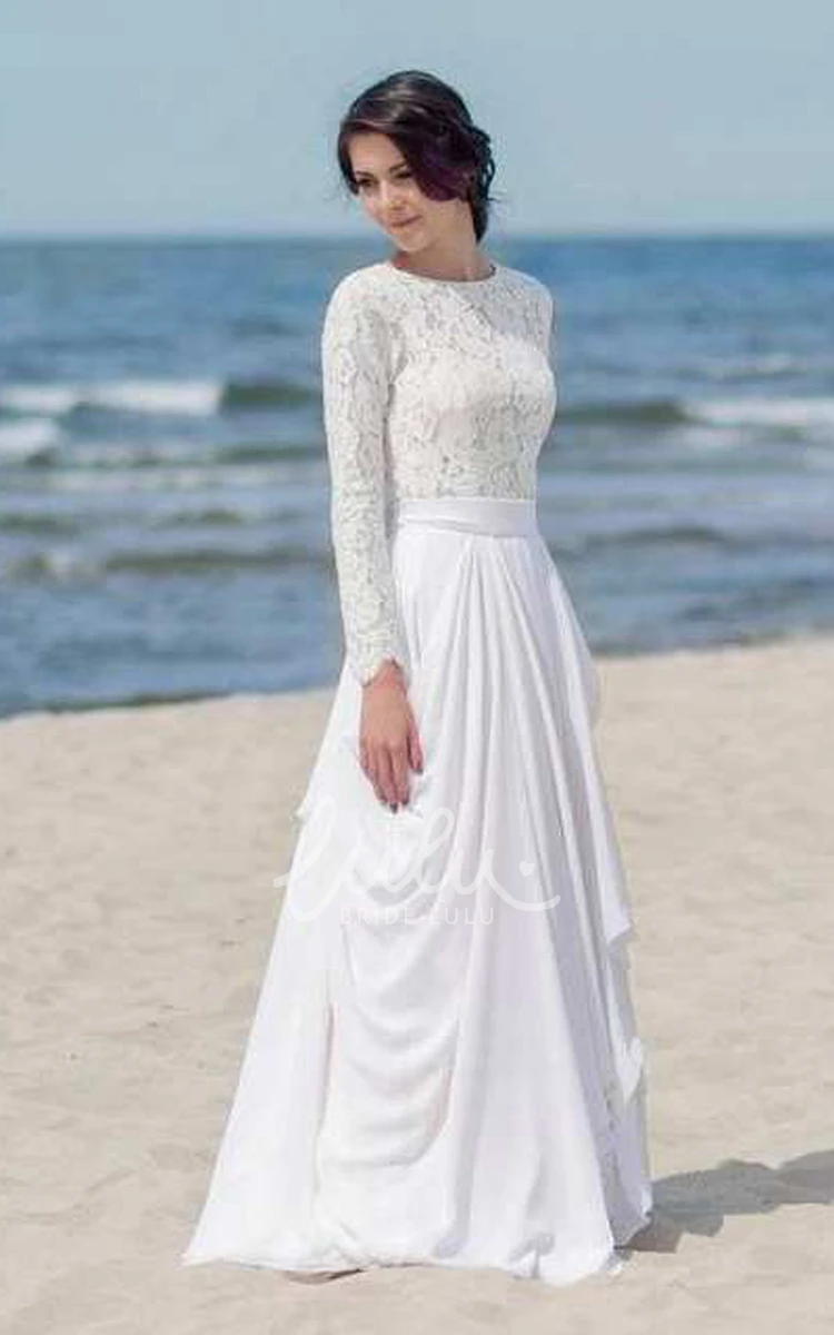 Lace Satin Wedding Dress with Button and Zipper 