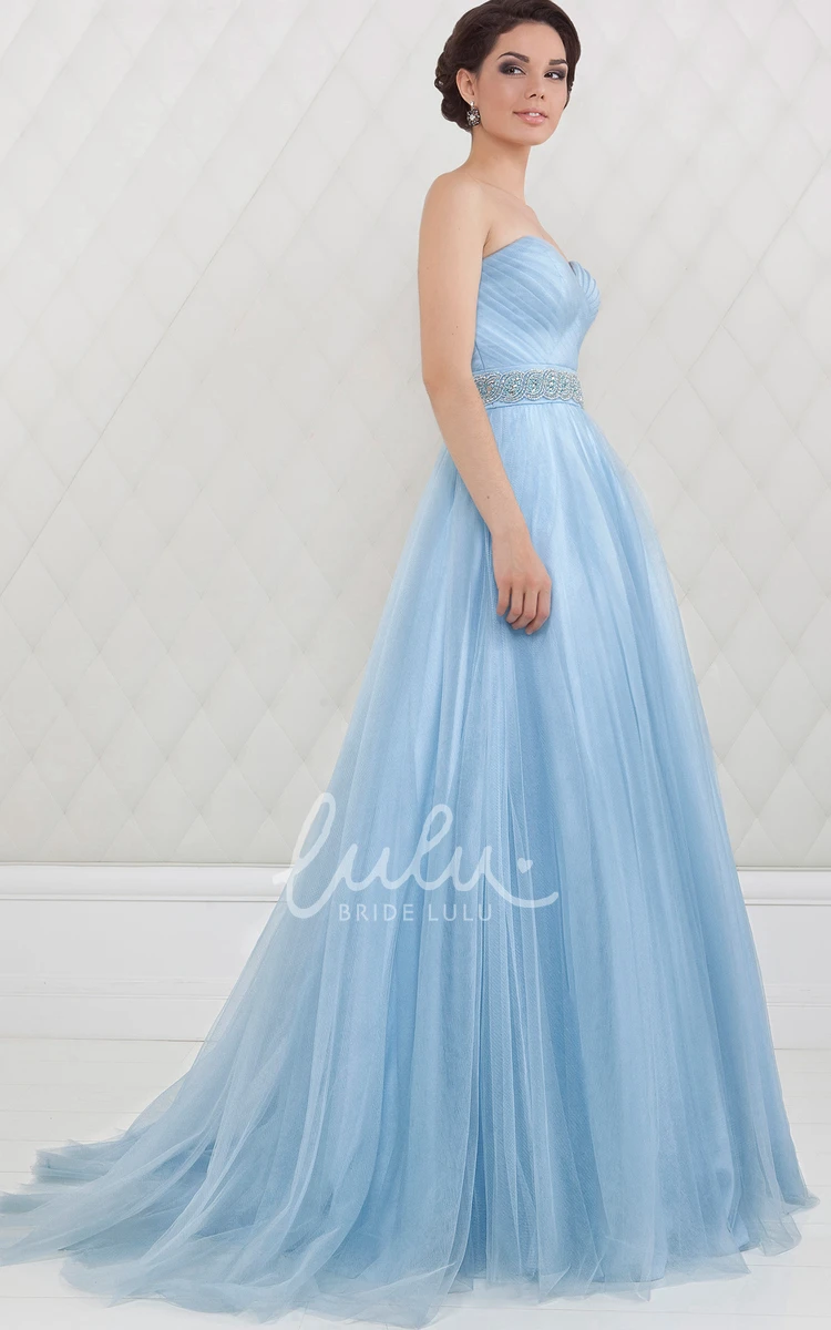 Sweetheart A-Line Tulle Prom Dress Criss-Cross Sleeveless Waist Jewellery